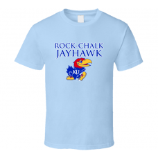 Kansas Rock Chalk Jayhawk Blue Basketball T Shirt