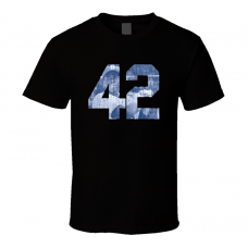 Jackie Robinson Movie 42 Black Distressed Look T Shirt