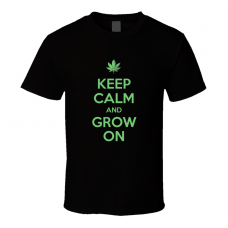 Keep Calm and Grow On Leaf Black T Shirt