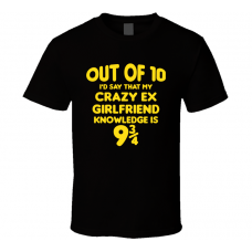 Crazy Ex Girlfriend Out Of Ten Nine And Three Quarters Knowledge Funny Fan Gift T Shirt