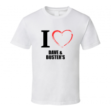 Dave & Buster's Resturant Fan Funny I Heart Food Gift T Shirt